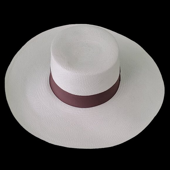 M.A.M.A. - Stylish Women\'s White Straw Hat, Brown Ribbon